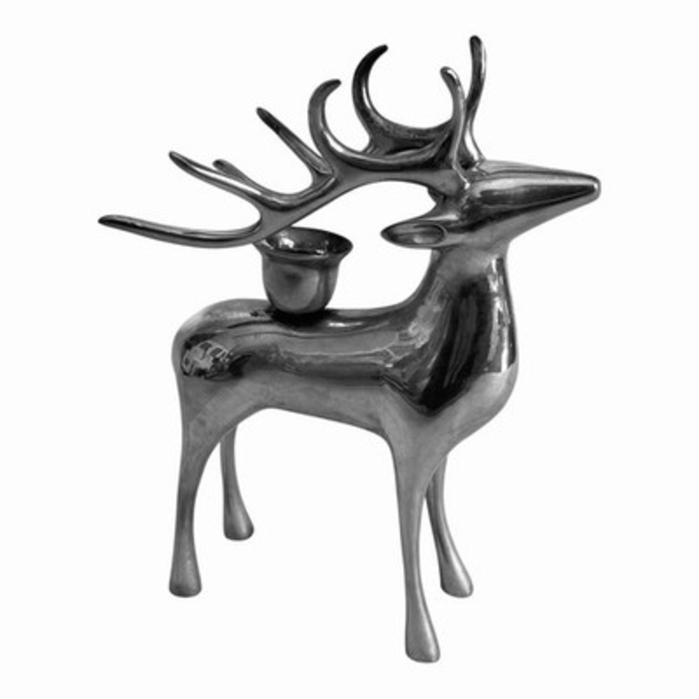 Pottery Barn Vintage Brass Deer Reindeer Buck Candle Holder 8" Christmas Taper - Picture 6 of 8
